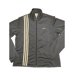 Adidas Vintage 3 Stripe Track Women's Track Jacket Navy Blue and Pink Large